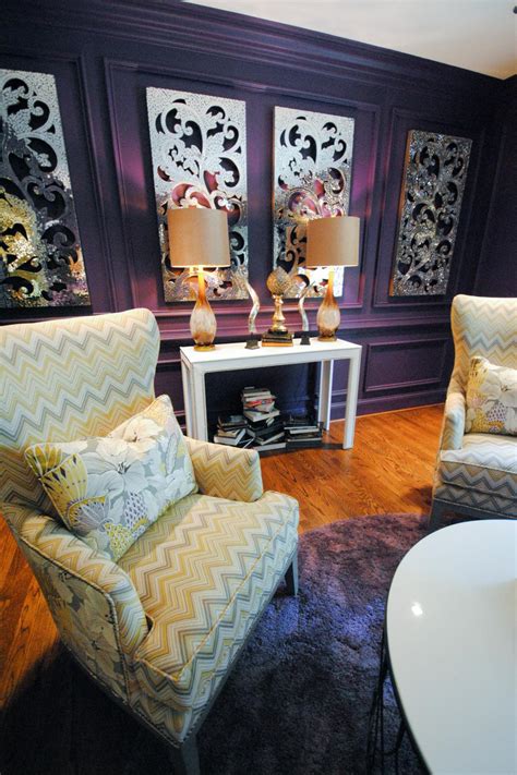 Purple Eclectic Living Room With Wingback Chairs Hgtv