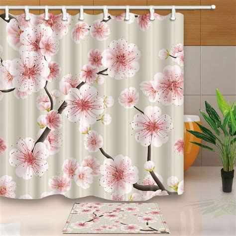 Bpbop Flower Decor Watercolor Japanese Cherry Tree Blossom Shower