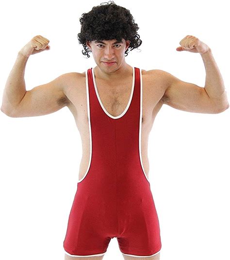 High School Gym Wrestling Team Wrestler Uniform Costume Singlet Wig