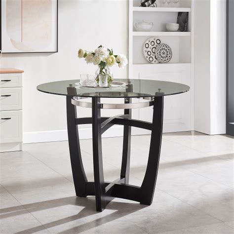 Get it as soon as thu, aug 5. Ailsa 48" Inch Round Glass Top Dining Table with Solid Wood Base, Glass Top Counter Height Table ...