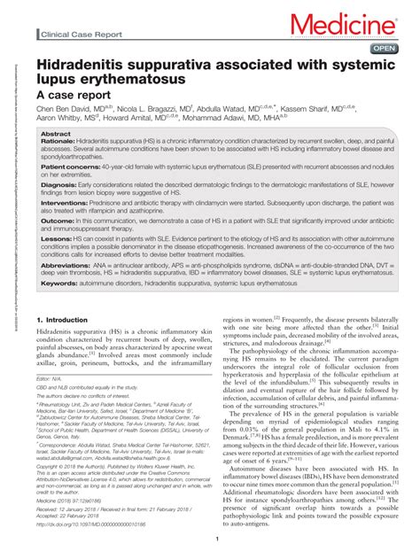 Pdf Hidradenitis Suppurativa Associated With Systemic Lupus