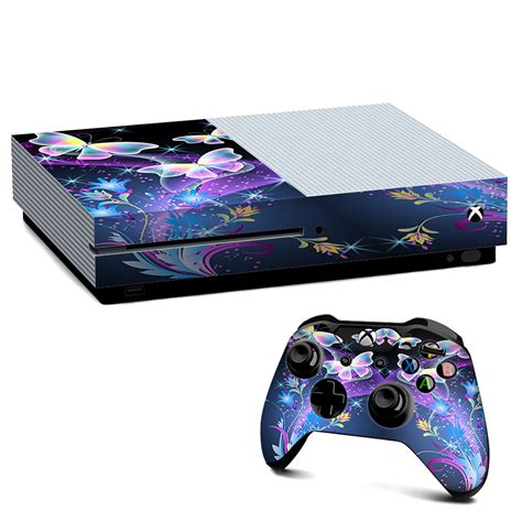 Skins Decal Vinyl Wrap For Xbox One S Console Decal Stickers Skins Cover Glowing Butterflies