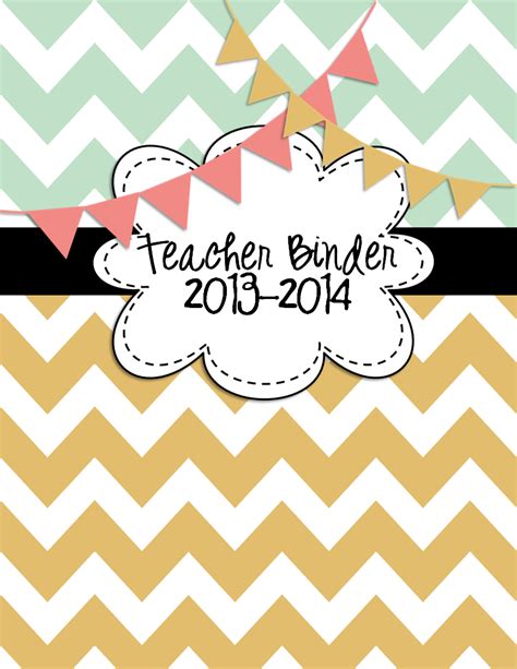 Editable Teacher Binder Covers Any Year Mint Green Chevron Bunting Bts