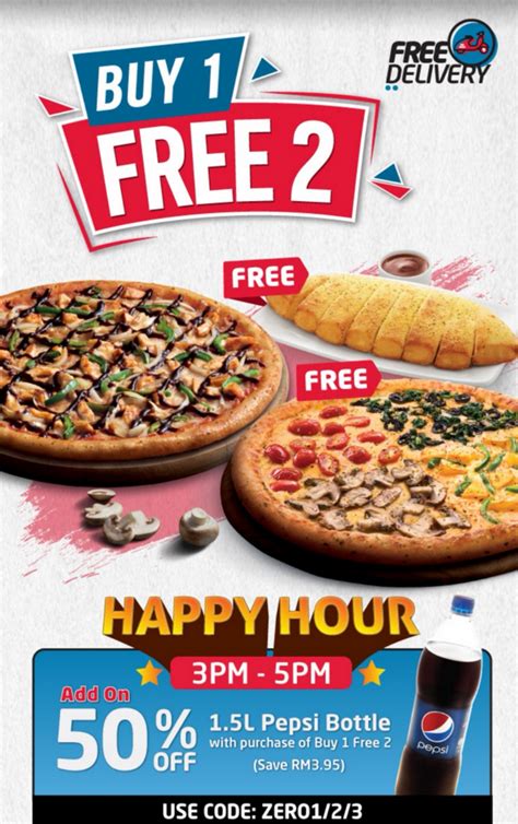This code offers you 2 large pizzas for only rm50. 1 Apr 2020 Onward: Domino's Pizza Buy 1 FREE 2 Promo Code ...