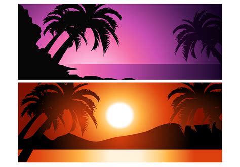 Tropical Sunset Vector Background Pack 58891 Vector Art at Vecteezy