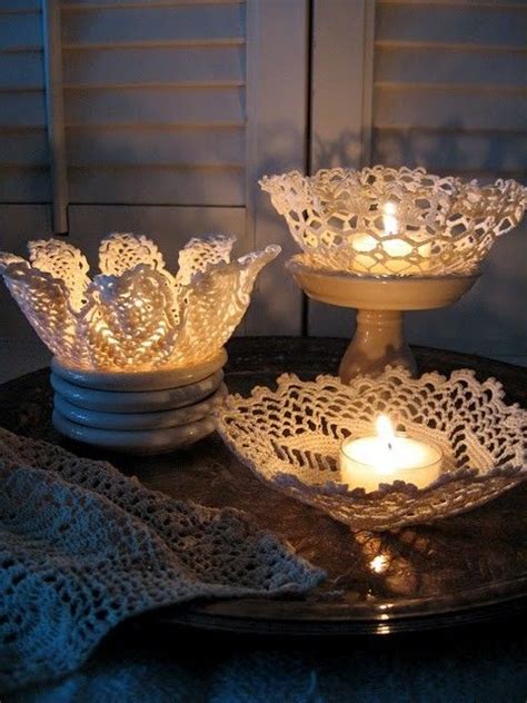 Lace Doily Candleholder Tutorial By Delores Свечки Новогодний декор
