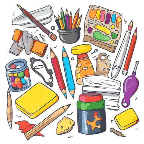 Supplies Clipart Art Supplies Doodling Elements Design Set Vector