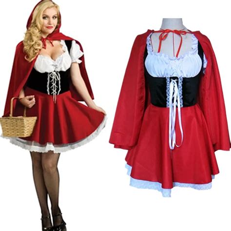 s 6xl new fashion halloween costume adult women fantasy costume ladies little red riding hood
