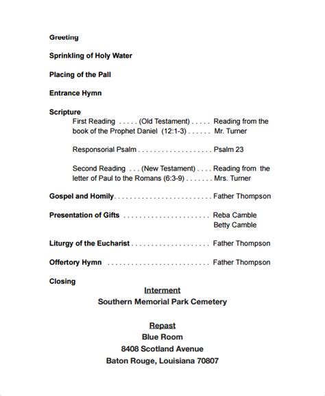 Free 30 Sample Funeral Program Examples In Pdf Ms Word Psd Ai