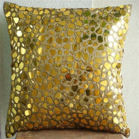 Luxury Gold Cushion Covers Mosaic 3d Metallic Sequins