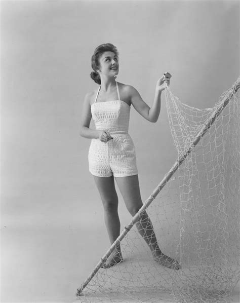 marian mcknight miss america 1957 in everfast s everglaze tutored cotton swimsuit by sacony