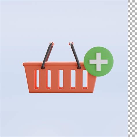 Premium Psd Shopping Basket And Plus Icon 3d Illustration