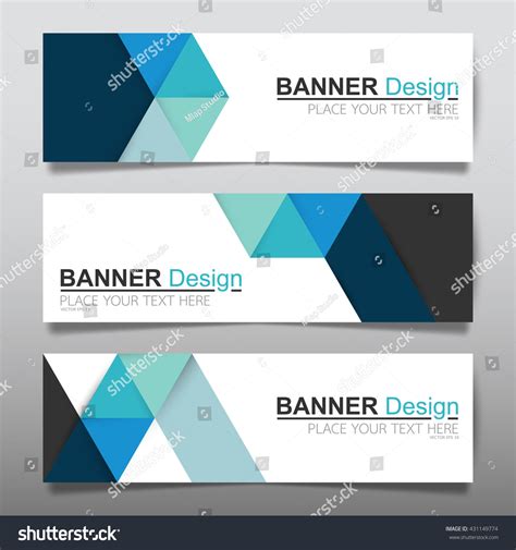 Collection Blue Horizontal Business Banner Set Stock Vector 431149774