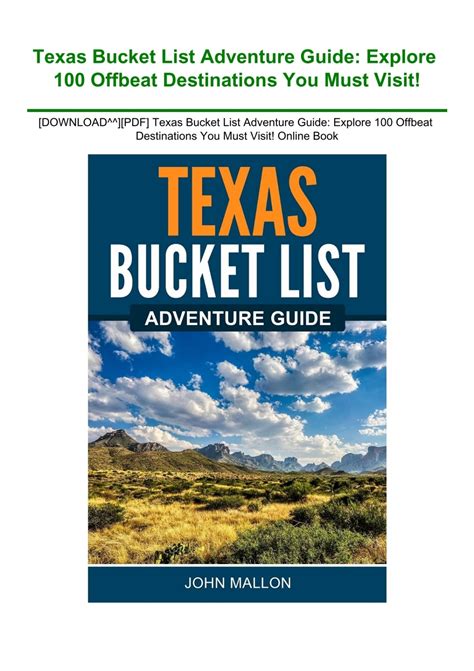 [DOWNLOAD^^][PDF] Texas Bucket List Adventure Guide Explore 100 Offbeat