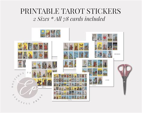 Printable Tarot Card Stickers 2 Sizes Included Great For Etsy