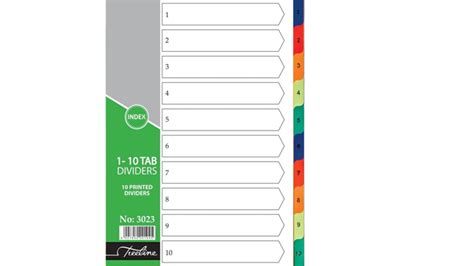 A4 Index 1 To 10 Rainbow Pvc Printed Dividers