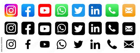 Social Media Icons Social Media Logo Facebook Instagram Youtube
