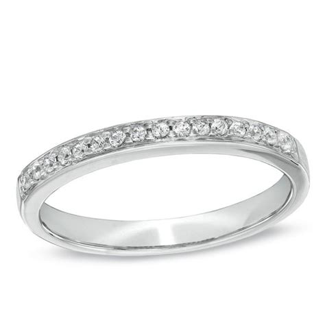 Book an appointment with us and a tessera expert will cater to all your diamond needs. Ladies' 1/10 CT. T.W. Diamond Wedding Band in 10K White Gold | Zales
