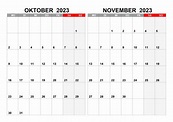Kalender für Oktober, November 2023 – kalender.su