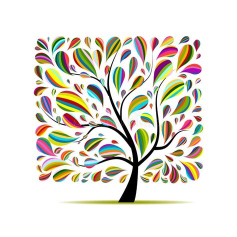 Colorful Art Tree For Your Design Stock Vector Illustration Of