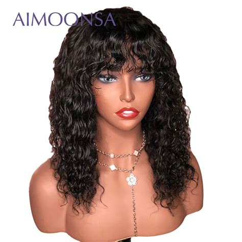 Curly Lace Front Wig With Bangs X Deep Part Lace Front Human Hair