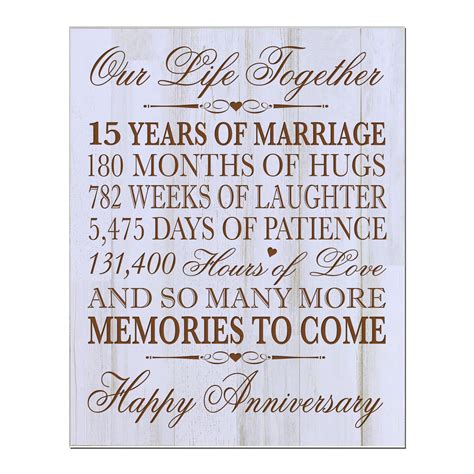 15th Wedding Anniversary Wall Plaque Our Life Together 12x15