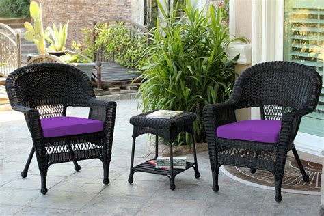 Black Wicker Chair And End Table Set With Cushion Bazaar Home