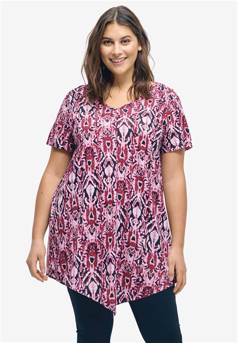 Twisted V Neck Tunic By Ellos Plus Size 34 Inches Long Full Beauty