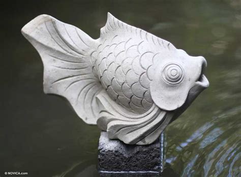 Handmade Stone Sea Life Sculpture Kaper Fish In 2020 Sculpture