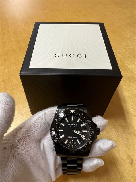 Gucci Dive Black Dial Stainless Steel Mens Watch Ya136205 Ebay