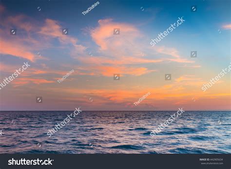 Skyline Over Seacoast Sunset Sky Cloud Foto De Stock 442905634