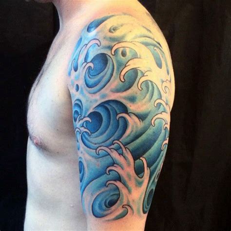 How to get the best japanese wave tattoos? 80 Water Tattoos For Men - Masculine Liquid Designs ...