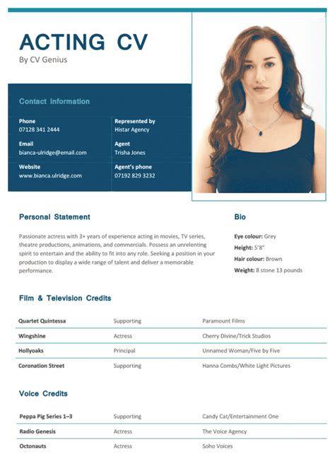 Acting Cv Template Tips And Free Download