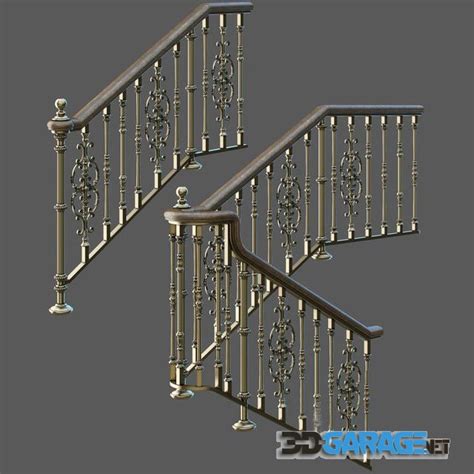 3d Model Classic Two March Staircase With Staggered Steps Gfx