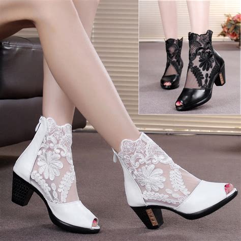 Summer Style Genuine Leather Open Toe Summer Boots Ankle Boots For