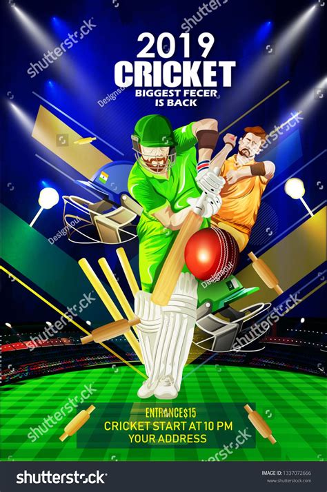 Vector Illustration Of Cricket Player Creative Poster Or Banner Design