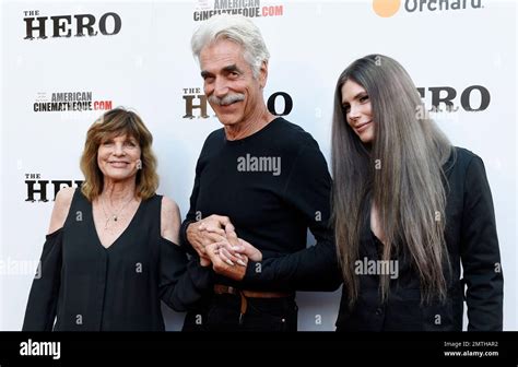 sam elliott center star of the hero arrives with his wife katharine ross left and their
