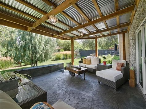 Corrugated Metal Porch Roof Patio Design Pergola Patio Backyard Porch