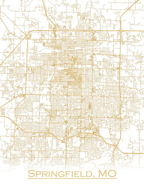 Colored Map Of Springfield Mo And All Its Roads Etsy