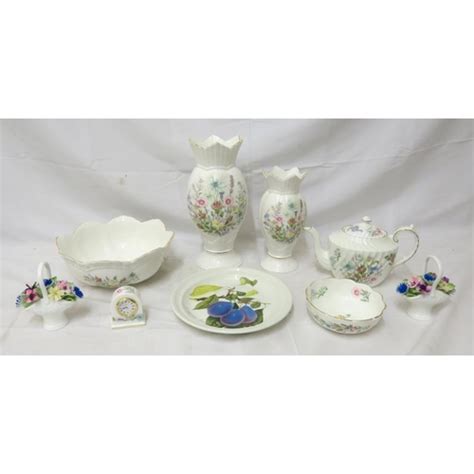 Aynsley Wild Tudor Pattern Vases Small Mantel Clock Teapot Bowl