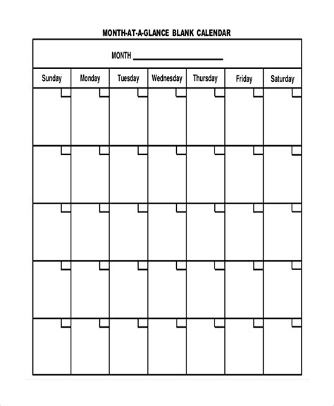 Printable Blank Calendar Month