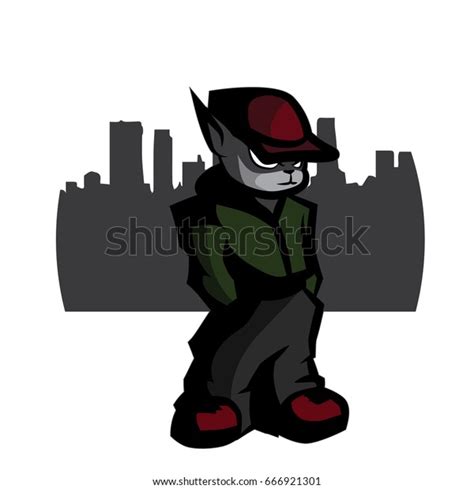 Gangster Cat Cartoon Vector Stock Vector Royalty Free 666921301