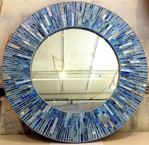 32 Round Mirror Ali Glass Ercole Home Custom Mosaic Furniture