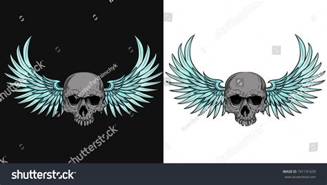 Human Skull Wings Tattoo Design Stock Vector Royalty Free 741191629