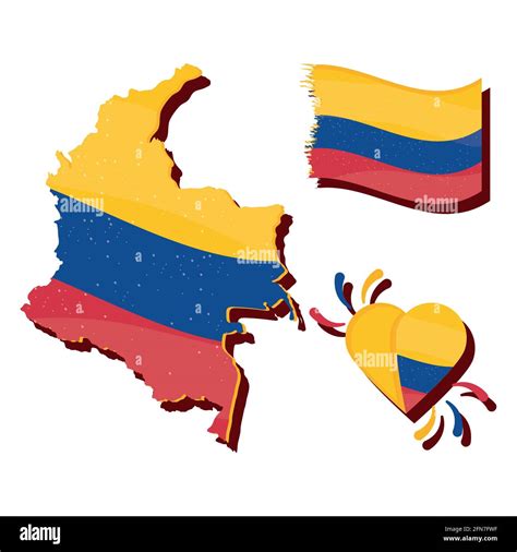Colombia Map With Flag And Heart Stock Vector Image And Art Alamy