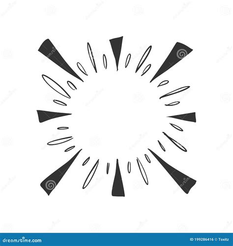 Hand Drawn Vector Of Triangle Shape Sunburst Template Isolated On