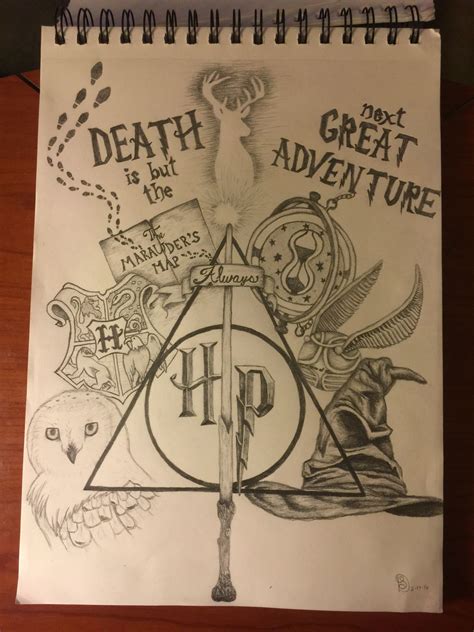 Harry Potter Collage Drawing Mais Harry Potter Tattoos Harry Potter