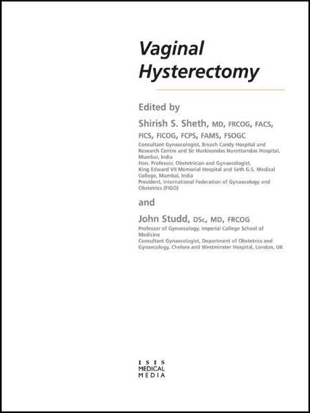 Vaginal Hysterectomy Ebook Pdf Portofrei Bei Bücherde