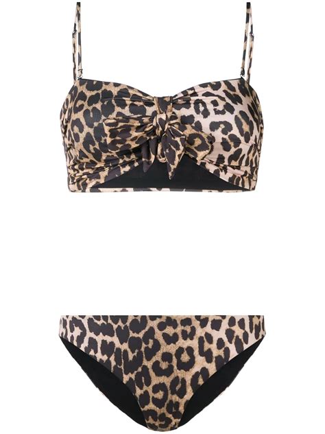 Ganni Leopard Print Bikini Farfetch Leopard Print Bikini Leopard