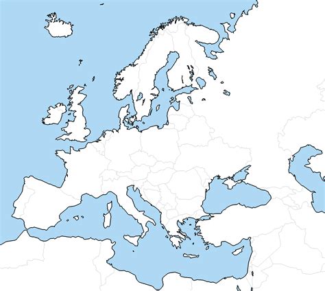 Click on the europe countries map blank to view it full screen. MAP OF EUROPE NO BORDERS - mapofmap1